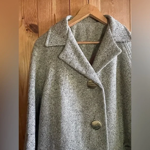 Vintage 60s Wool Tweed Maxi Coat - Picture 2 of 4